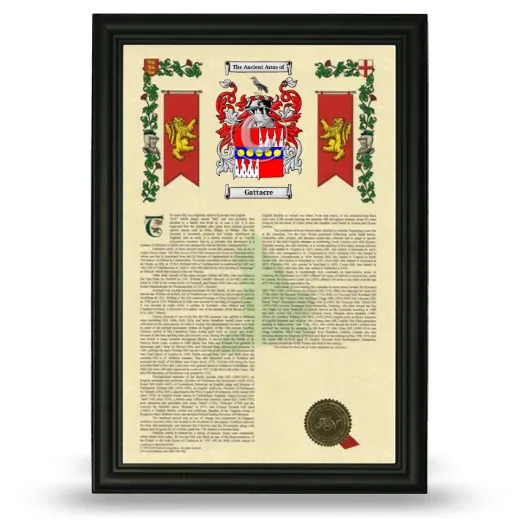 Gattacre Armorial History Framed - Black