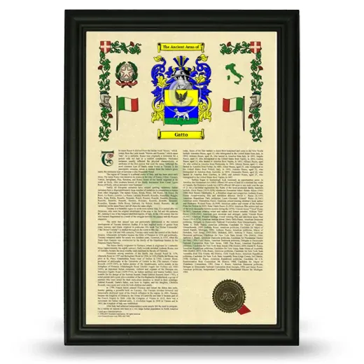 Gatto Armorial History Framed - Black