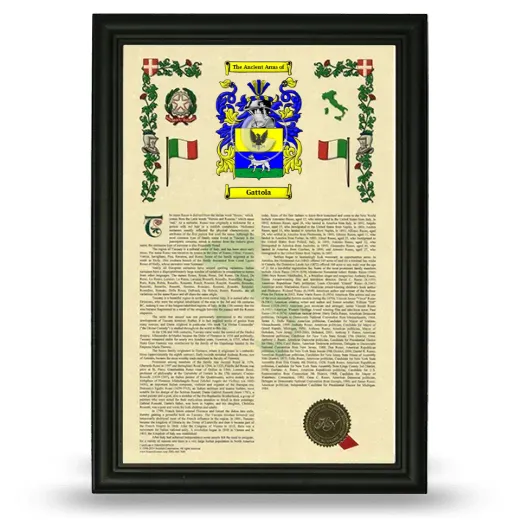 Gattola Armorial History Framed - Black