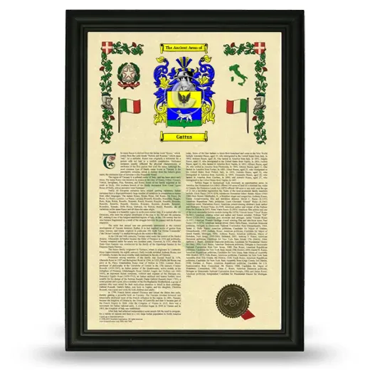 Gattus Armorial History Framed - Black