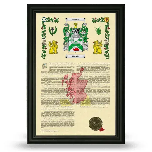 Gaudie Armorial History Framed - Black