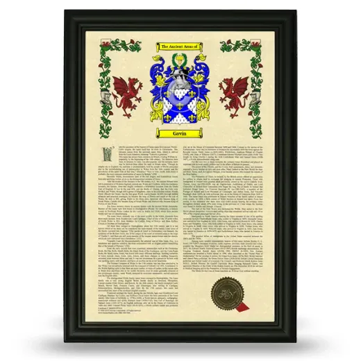 Gavín Armorial History Framed - Black