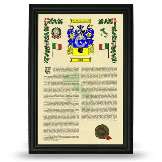 Gavi Armorial History Framed - Black