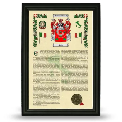 Gavio Armorial History Framed - Black