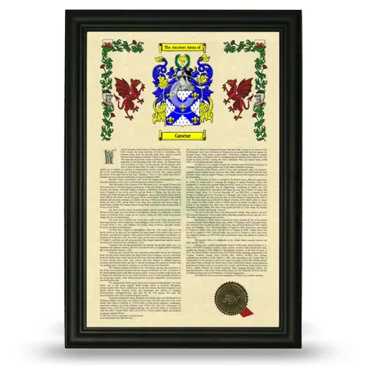 Gawne Armorial History Framed - Black