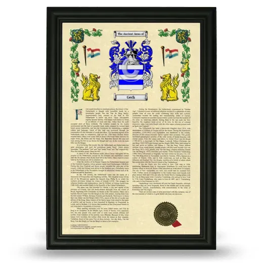 Gech Armorial History Framed - Black