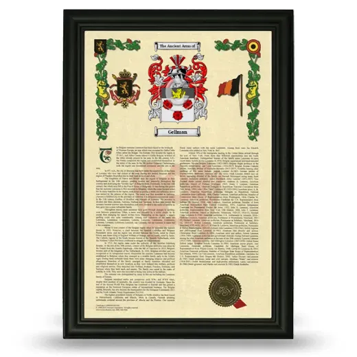 Gellman Armorial History Framed - Black