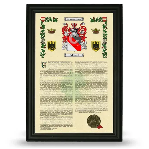 Geltingel Armorial History Framed - Black