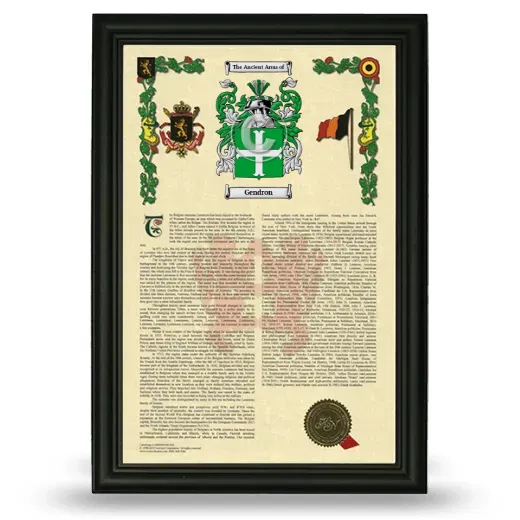 Gendron Armorial History Framed - Black