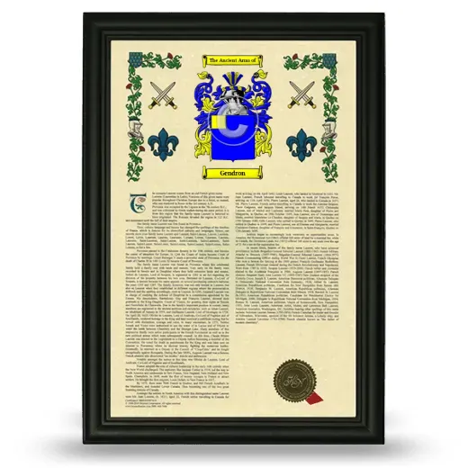 Gendron Armorial History Framed - Black