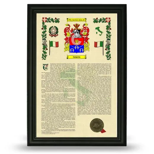 Genova Armorial History Framed - Black