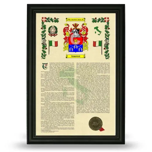 Genovesi Armorial History Framed - Black