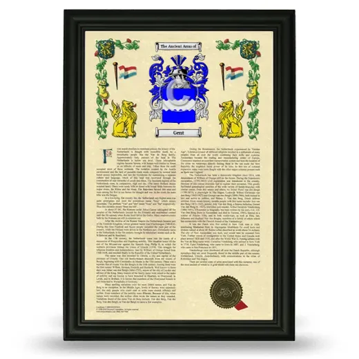 Gent Armorial History Framed - Black
