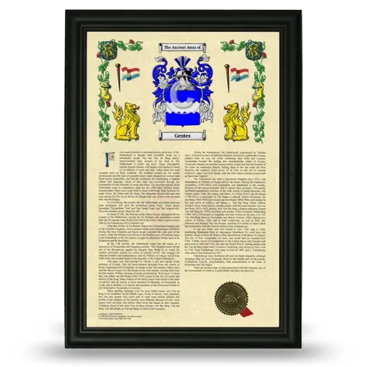 Gentes Armorial History Framed - Black