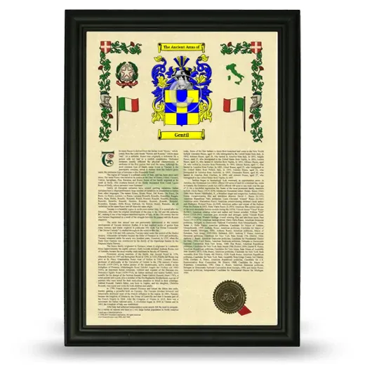 Gentil Armorial History Framed - Black