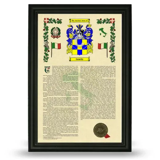 Gentily Armorial History Framed - Black