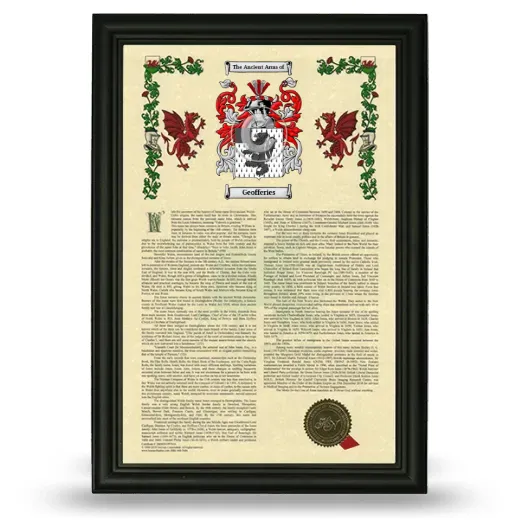 Geofferies Armorial History Framed - Black