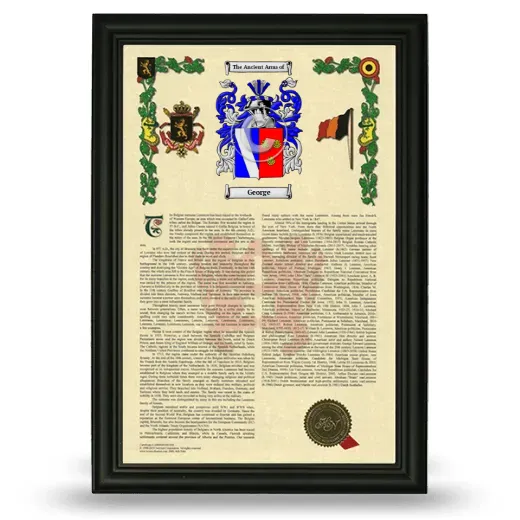 George Armorial History Framed - Black