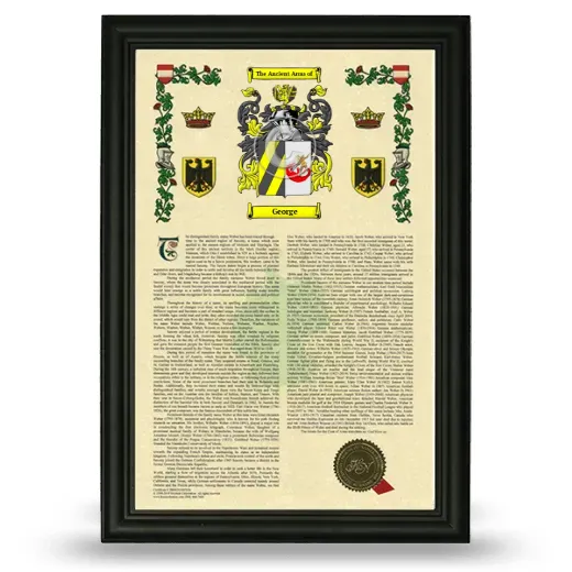 George Armorial History Framed - Black
