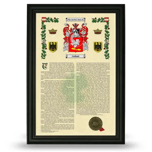 Gerhart Armorial History Framed - Black
