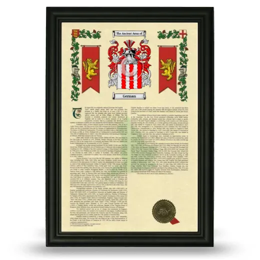 German Armorial History Framed - Black