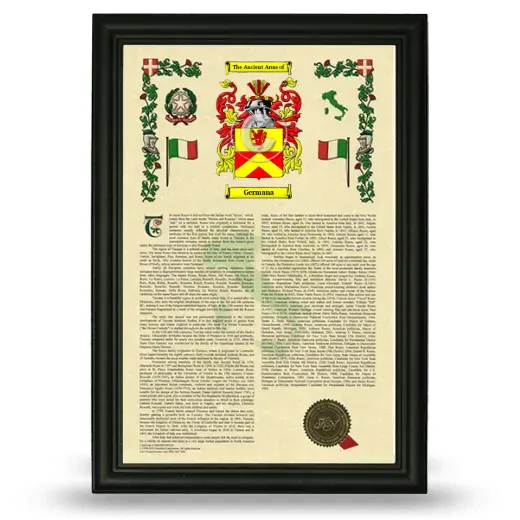 Germana Armorial History Framed - Black