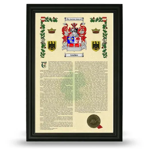 Gesches Armorial History Framed - Black