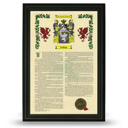 Gethinge Armorial History Framed - Black