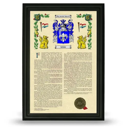 Gevers Armorial History Framed - Black