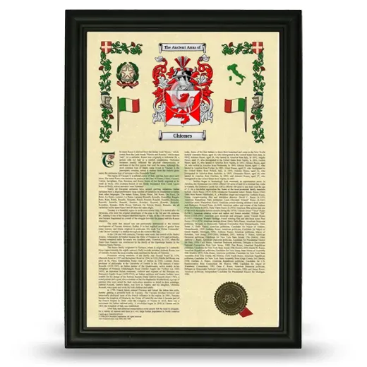 Ghiones Armorial History Framed - Black