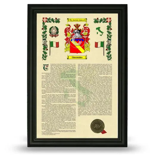 Giacomino Armorial History Framed - Black