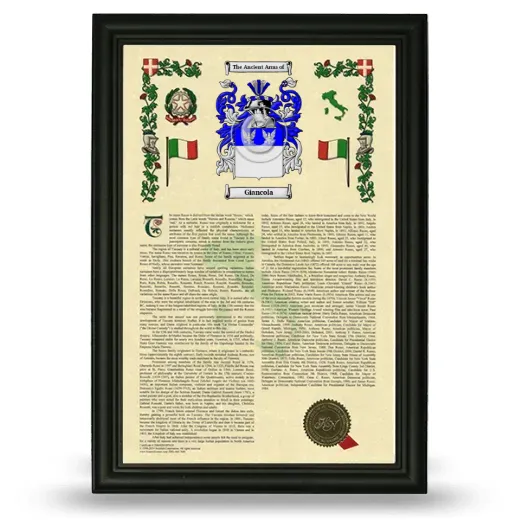 Giancola Armorial History Framed - Black