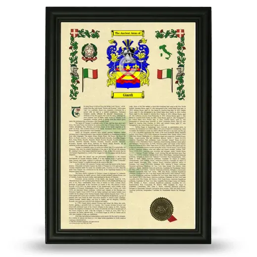 Giardi Armorial History Framed - Black