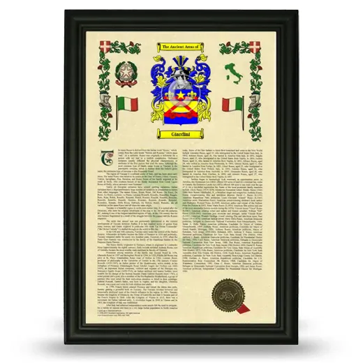 Giardini Armorial History Framed - Black
