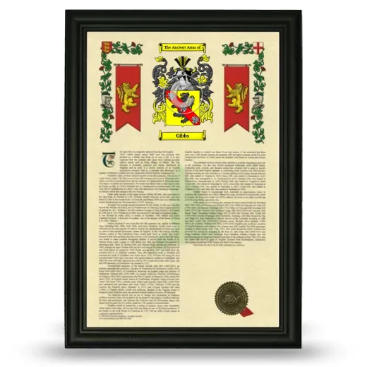 Gibbs Armorial History Framed - Black