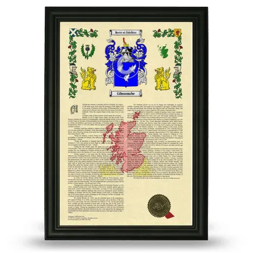 Gibsoombe Armorial History Framed - Black