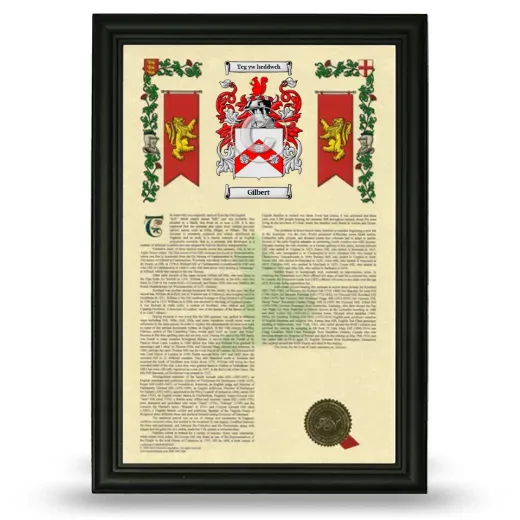 Gilbert Armorial History Framed - Black