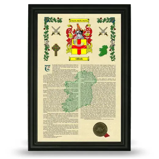 Gillock Armorial History Framed - Black