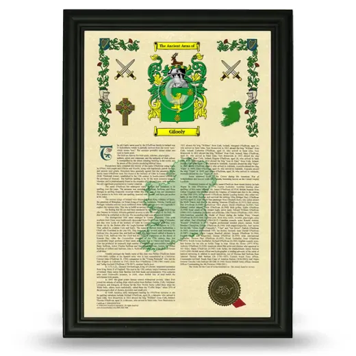 Gilooly Armorial History Framed - Black