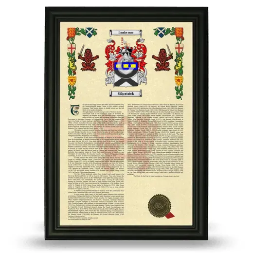 Gilpatrick Armorial History Framed - Black
