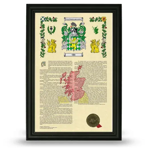 Gils Armorial History Framed - Black