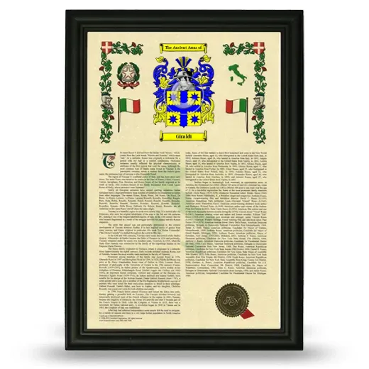 Giraldi Armorial History Framed - Black