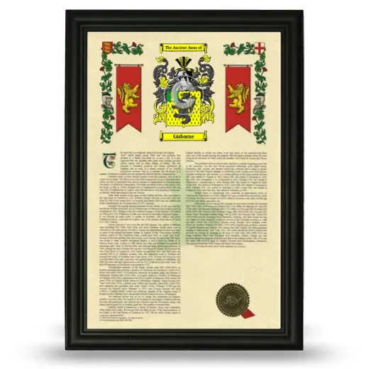 Gisborne Armorial History Framed - Black