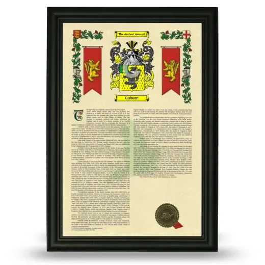 Gisburn Armorial History Framed - Black