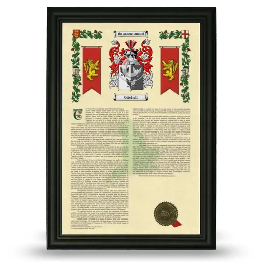 Gitchell Armorial History Framed - Black