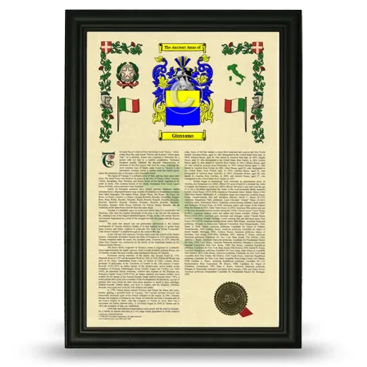 Giussano Armorial History Framed - Black