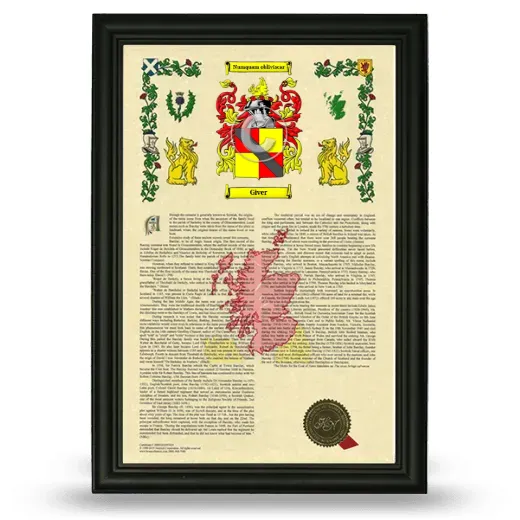 Giver Armorial History Framed - Black