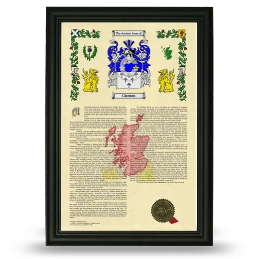 Glanton Armorial History Framed - Black