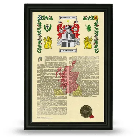 Glendonen Armorial History Framed - Black