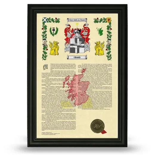 Glendy Armorial History Framed - Black